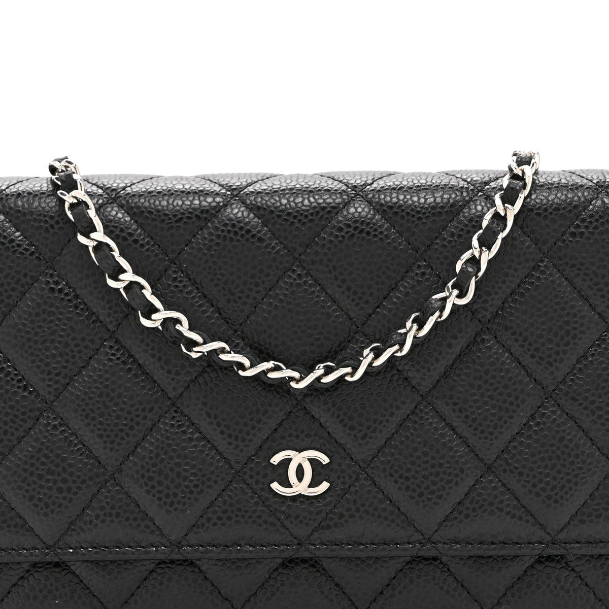 Caviar Quilted Wallet on Chain WOC Black