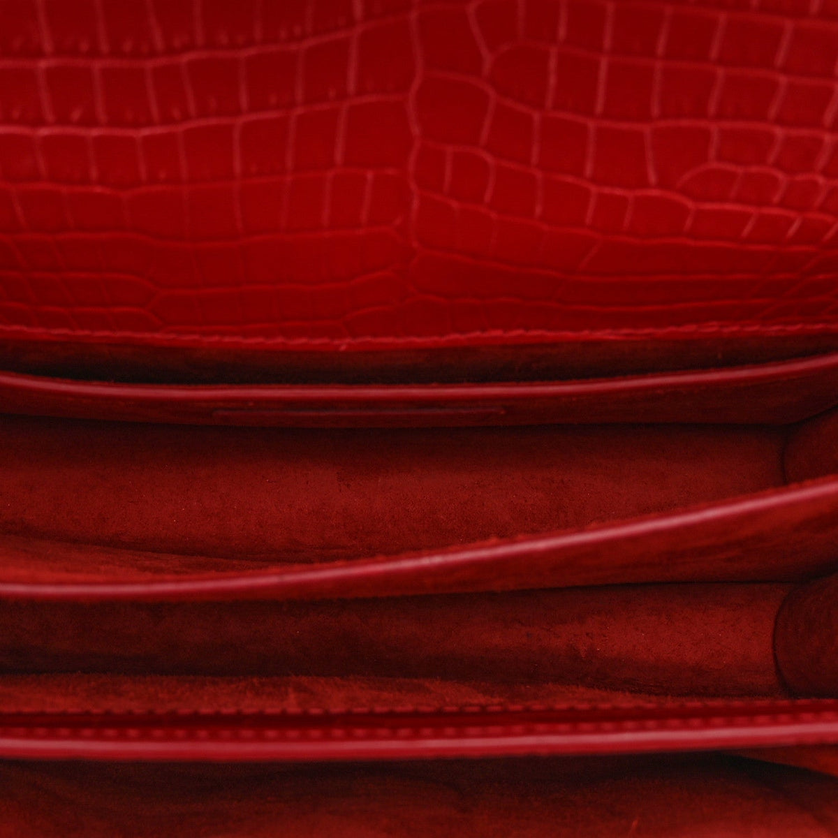 Calfskin Crocodile Embossed Medium Monogram Sunset Rouge Eros