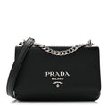 Saffiano Soft Calf Chain Crossbody Bag Black