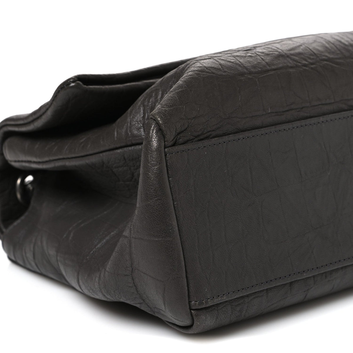 Calfskin Crocodile Embossed West Hollywood Monogram Fold-Over Dark Brown