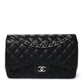 Lambskin Quilted Jumbo Double Flap Black