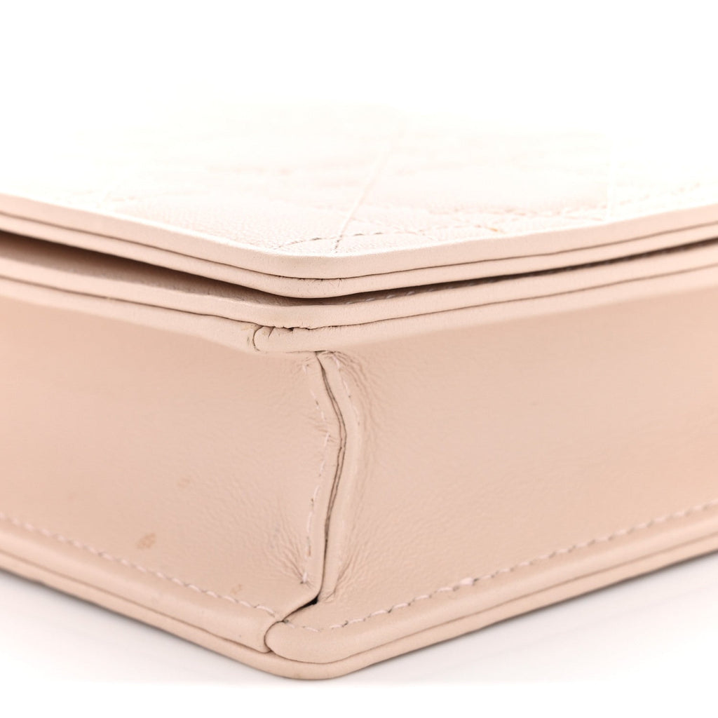 Lambskin Cannage Lady Dior Pouch Pink