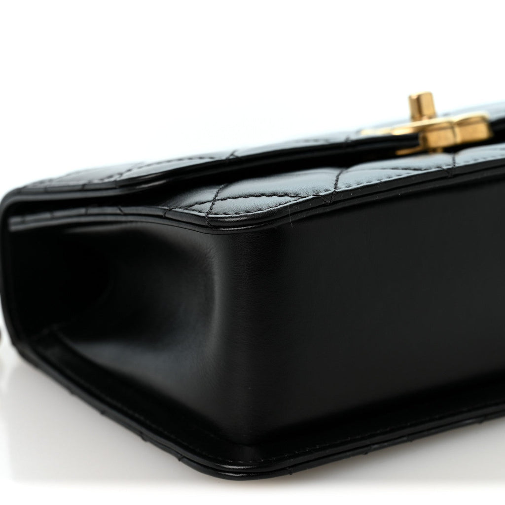 Calfskin Quilted Perfect Fit Flap Black