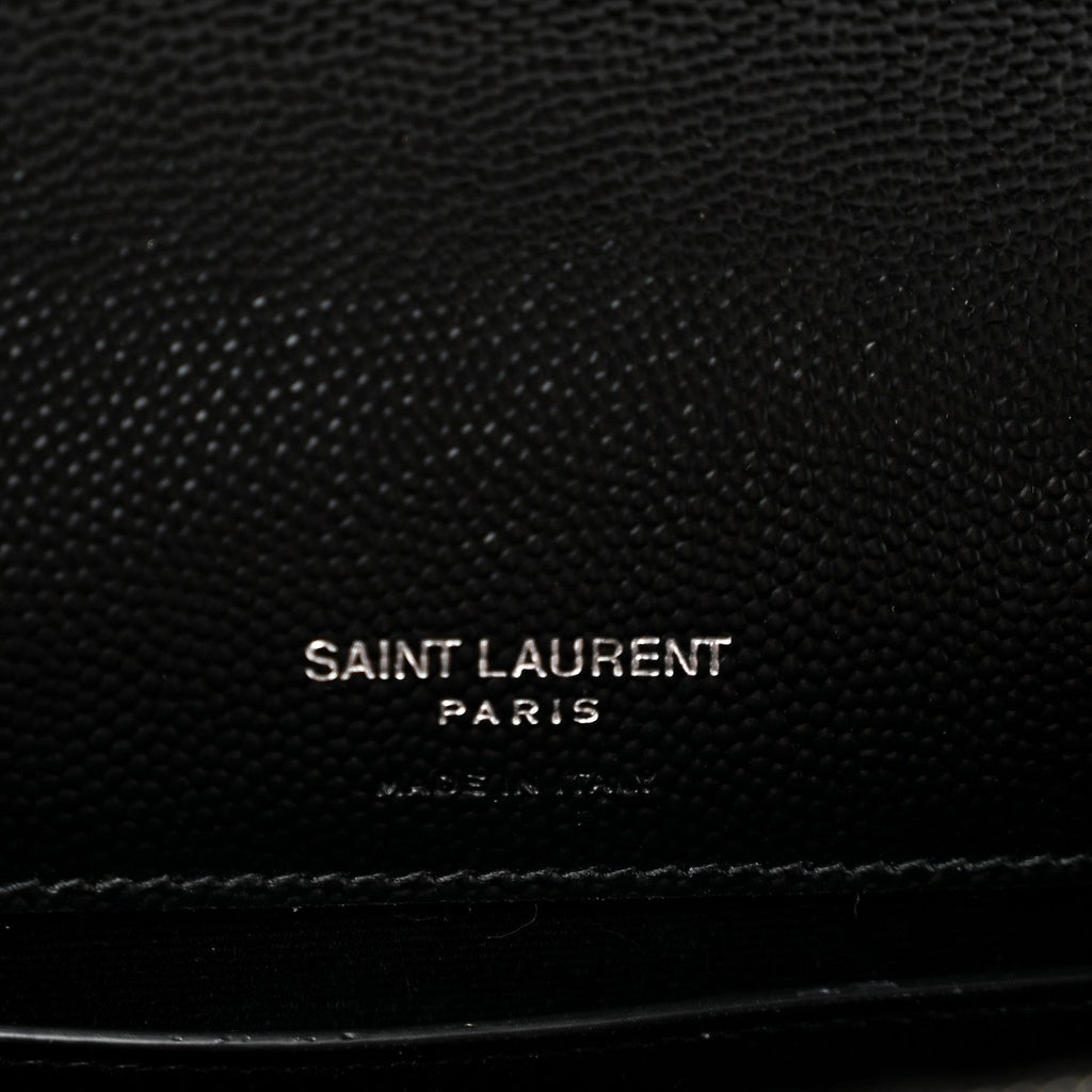 Grain De Poudre Matelasse Chevron Monogram Envelope Chain Wallet Black