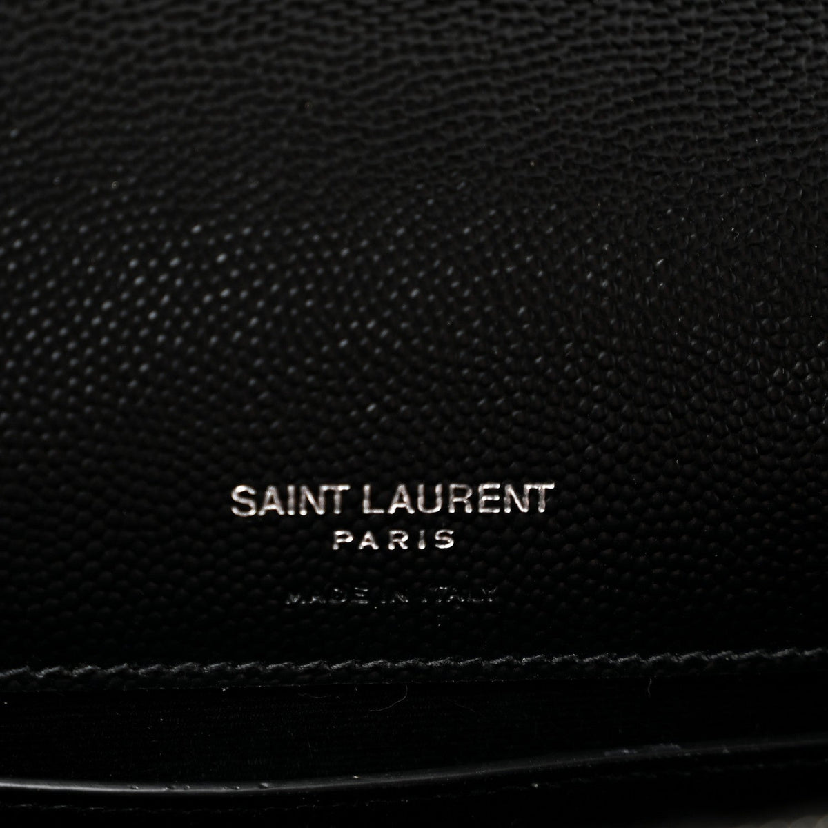Grain De Poudre Matelasse Chevron Monogram Envelope Chain Wallet Black
