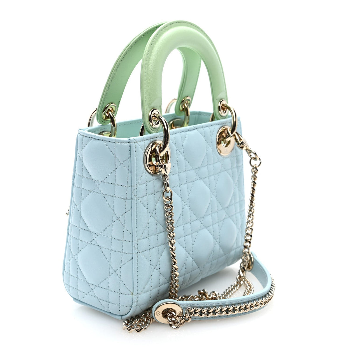 Lambskin Cannage Mini Bi-Color Lady Dior Celeste Multicolor