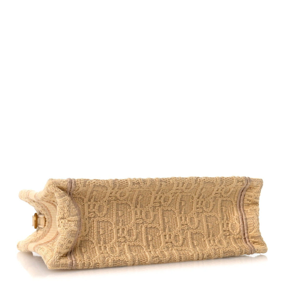 Raffia Oblique Mini Toile De Jouy Book Tote With Strap Beige