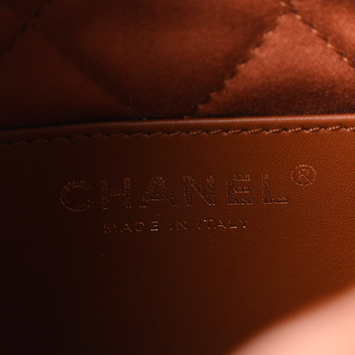 Shiny Calfskin Quilted Mini Chanel 22 Light Brown
