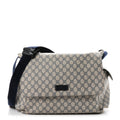 GG Supreme Monogram Selleria Calfskin Messenger Diaper Bag Navy