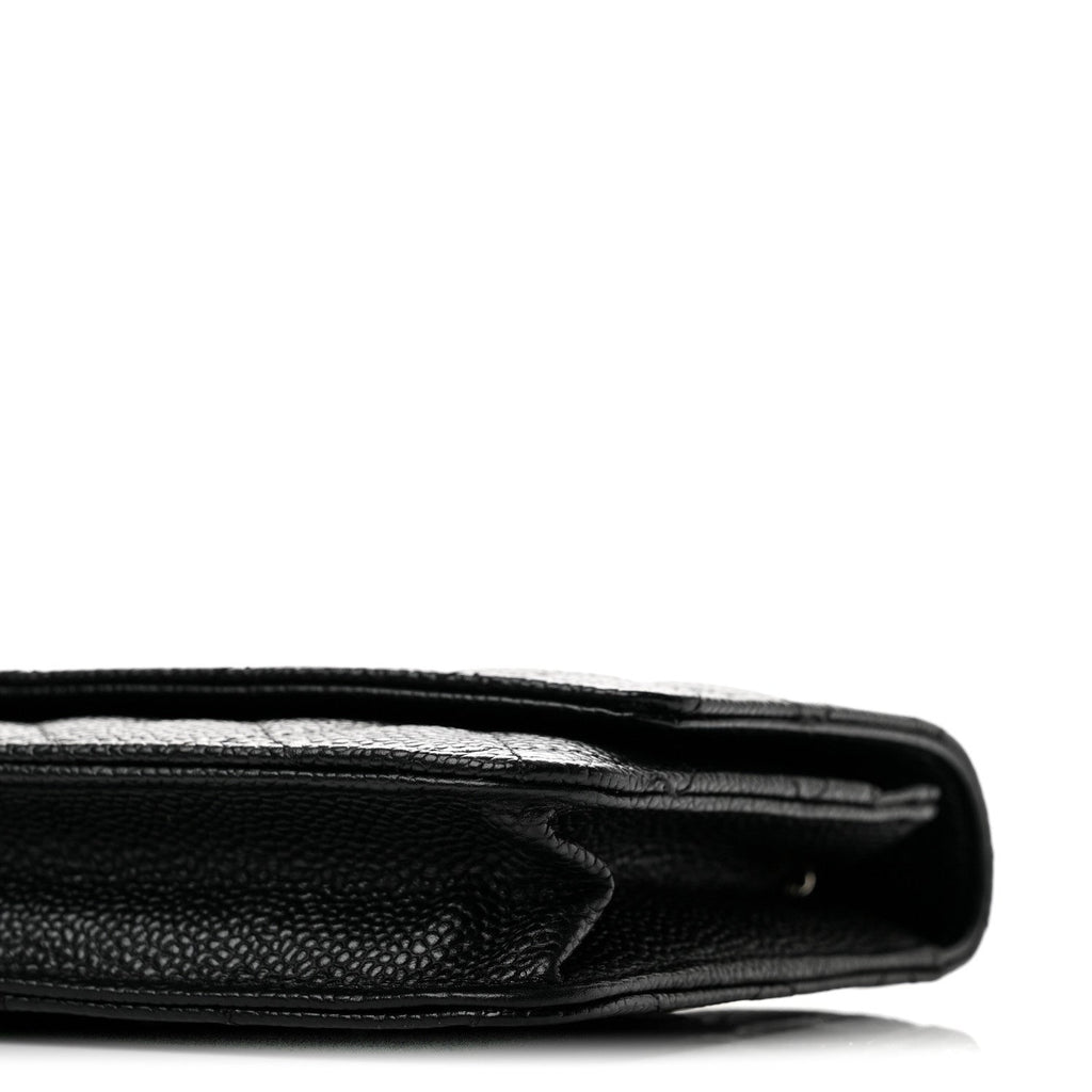 Caviar Quilted Wallet on Chain WOC Black