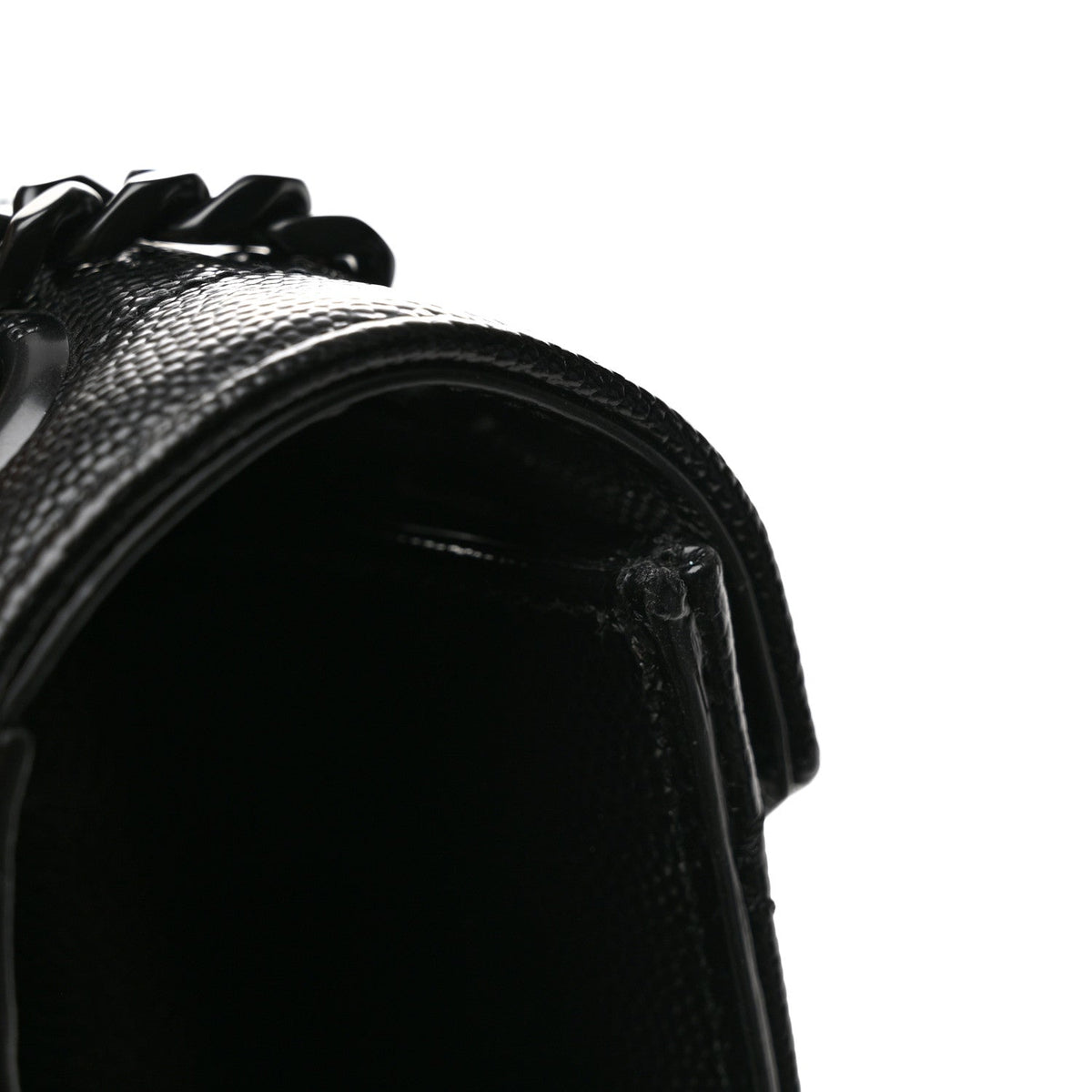 Grain De Poudre Textured Mixed Matelasse Large Triquilt Monogram Monochrome Satchel Black