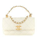 Caviar Quilted Phone Holder With Chain White