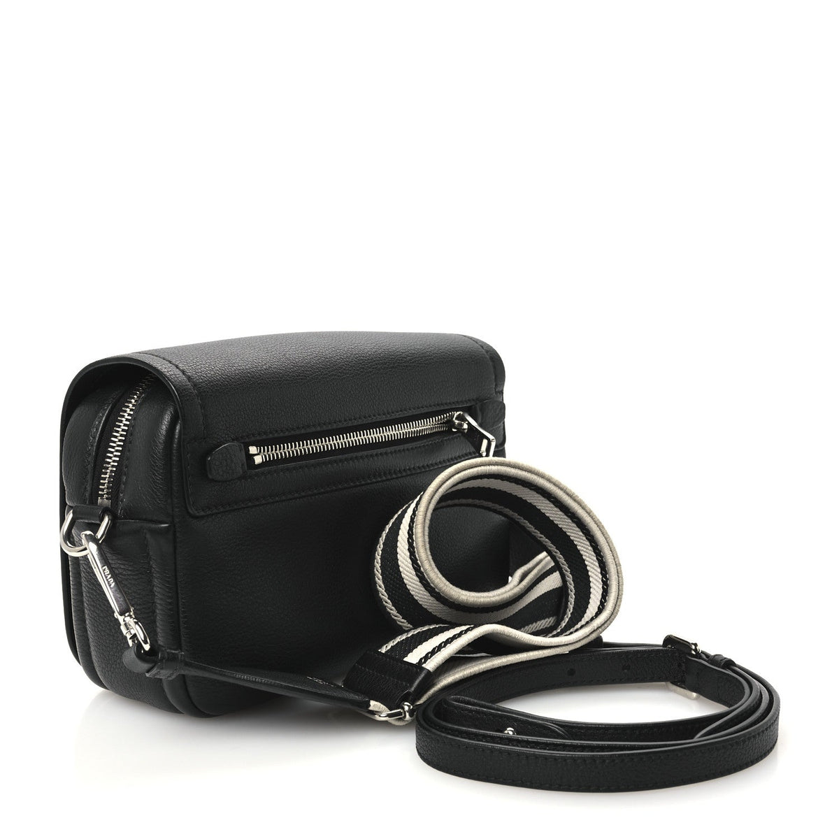 Vitello Daino Soft Flap Crossbody Black