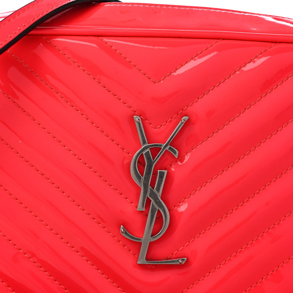 Patent Calfskin Matelasse Monogram Lou Camera Bag Neon Pink