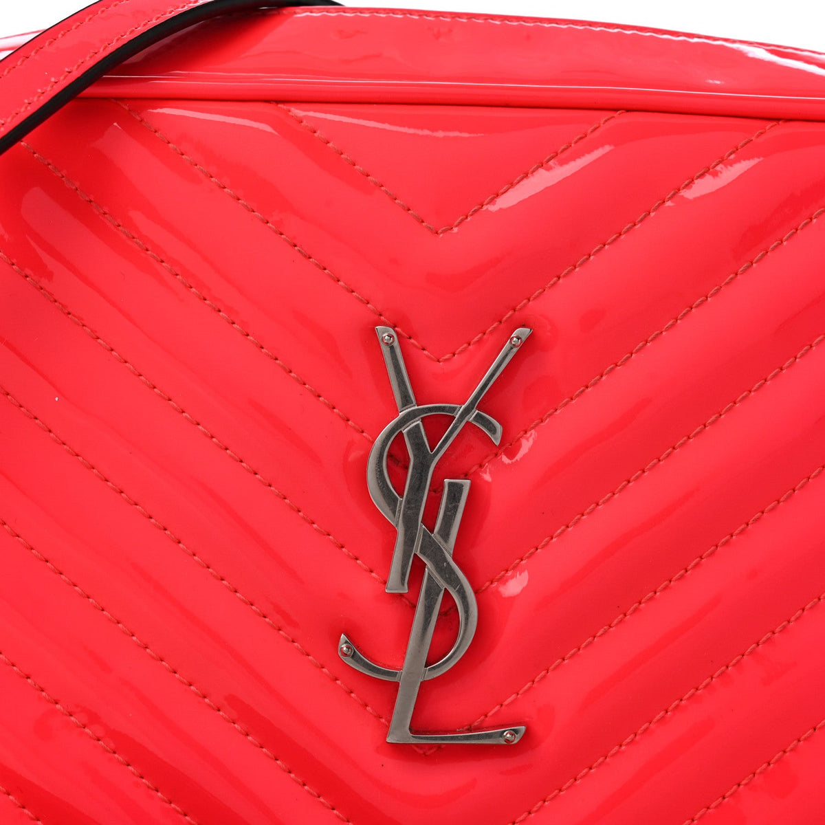 Patent Calfskin Matelasse Monogram Lou Camera Bag Neon Pink