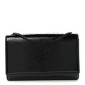 Textured Patent Medium Classic Monogram Kate Satchel Black