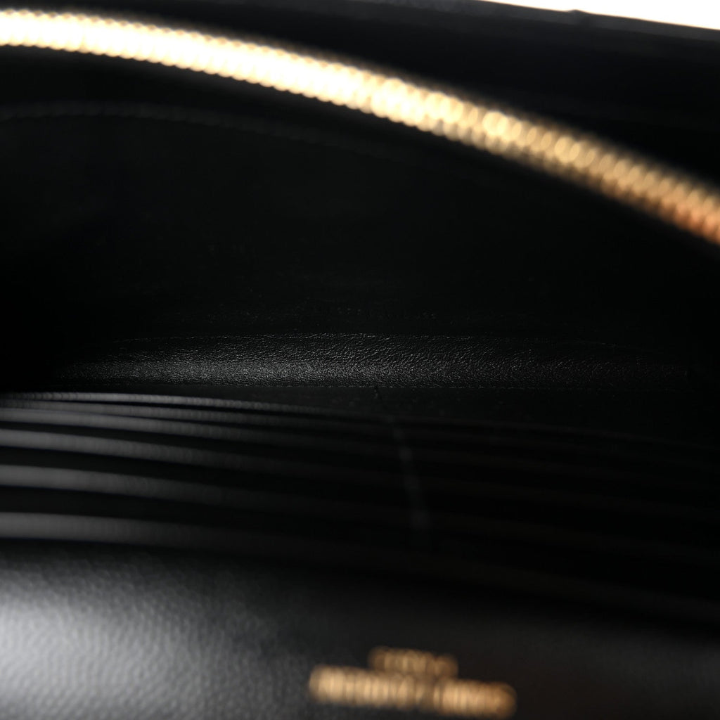 Grain De Poudre Matelasse Chevron Monogram Chain Wallet Black