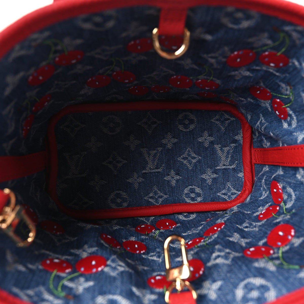 LV X TM Monogram Denim Cerises Neverfull Inside Out BB