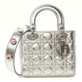 Metallic Grained Calfskin Cannage Small Lucky Badges My Lady Dior Silver