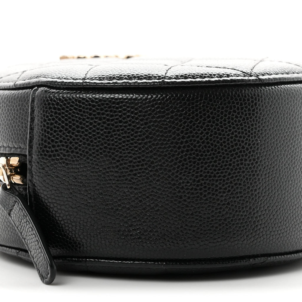 Caviar Quilted Gripoix CC Round Clutch With Chain Black