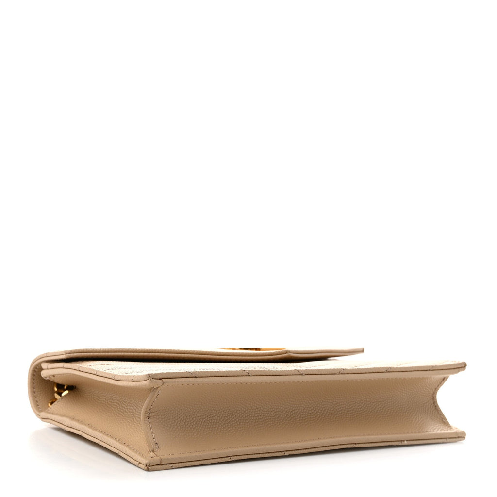 Grain De Poudre Matelasse Chevron Monogram Envelope Chain Wallet Nude Powder