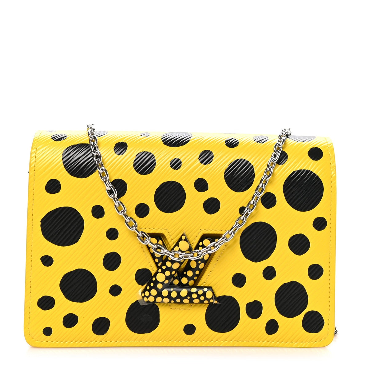 LV x YK Epi Infinity Dots Twist Belt Chain Wallet Yellow Black