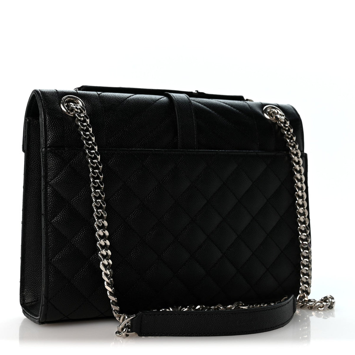 Grain De Poudre Textured Mixed Matelasse Triquilt Medium Monogram Satchel Black