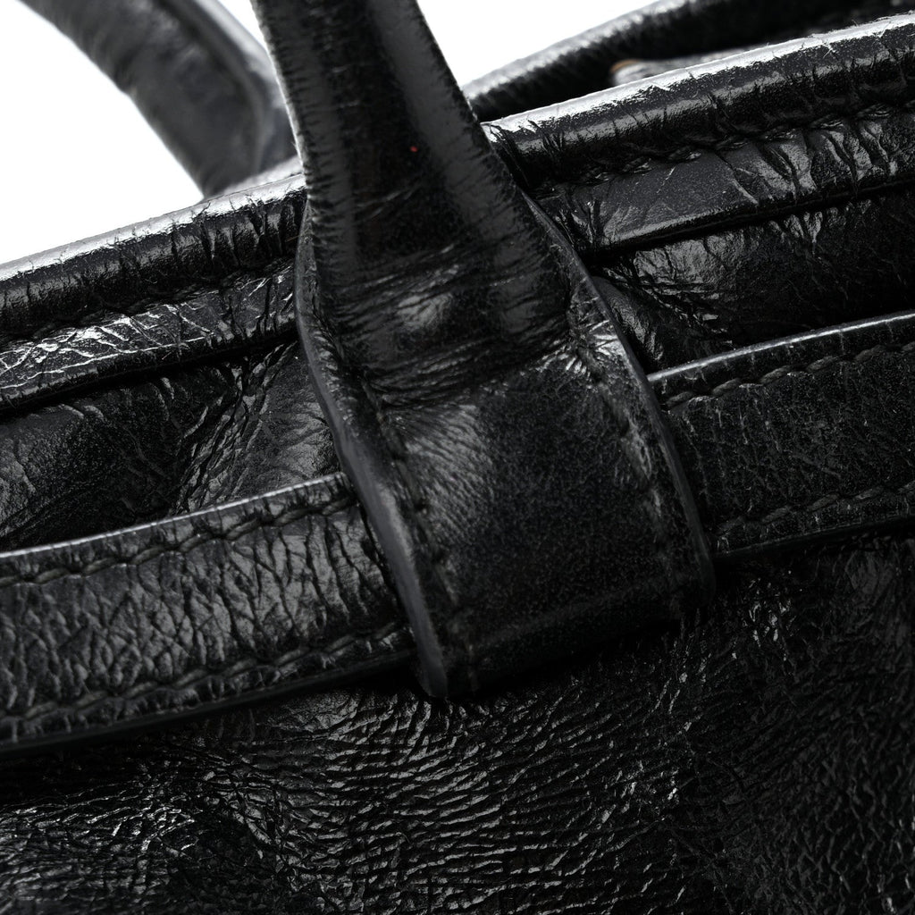 Glossy Calfskin Triangle Medium Bonnie Shoulder Bag Black