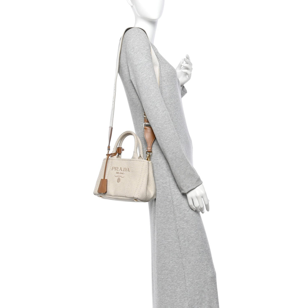 Canvas Mistolino Ricamo Small Logo Tote Naturale