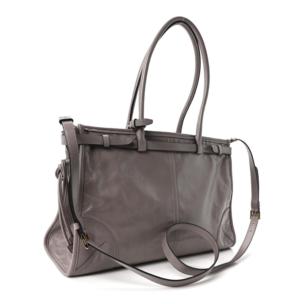 Glossy Calfskin Triangle Large Bonnie Shoulder Bag Peltro