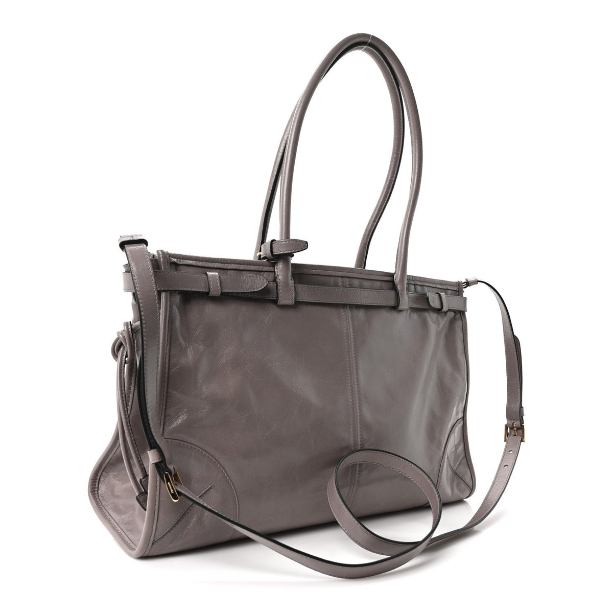Glossy Calfskin Triangle Large Bonnie Shoulder Bag Peltro