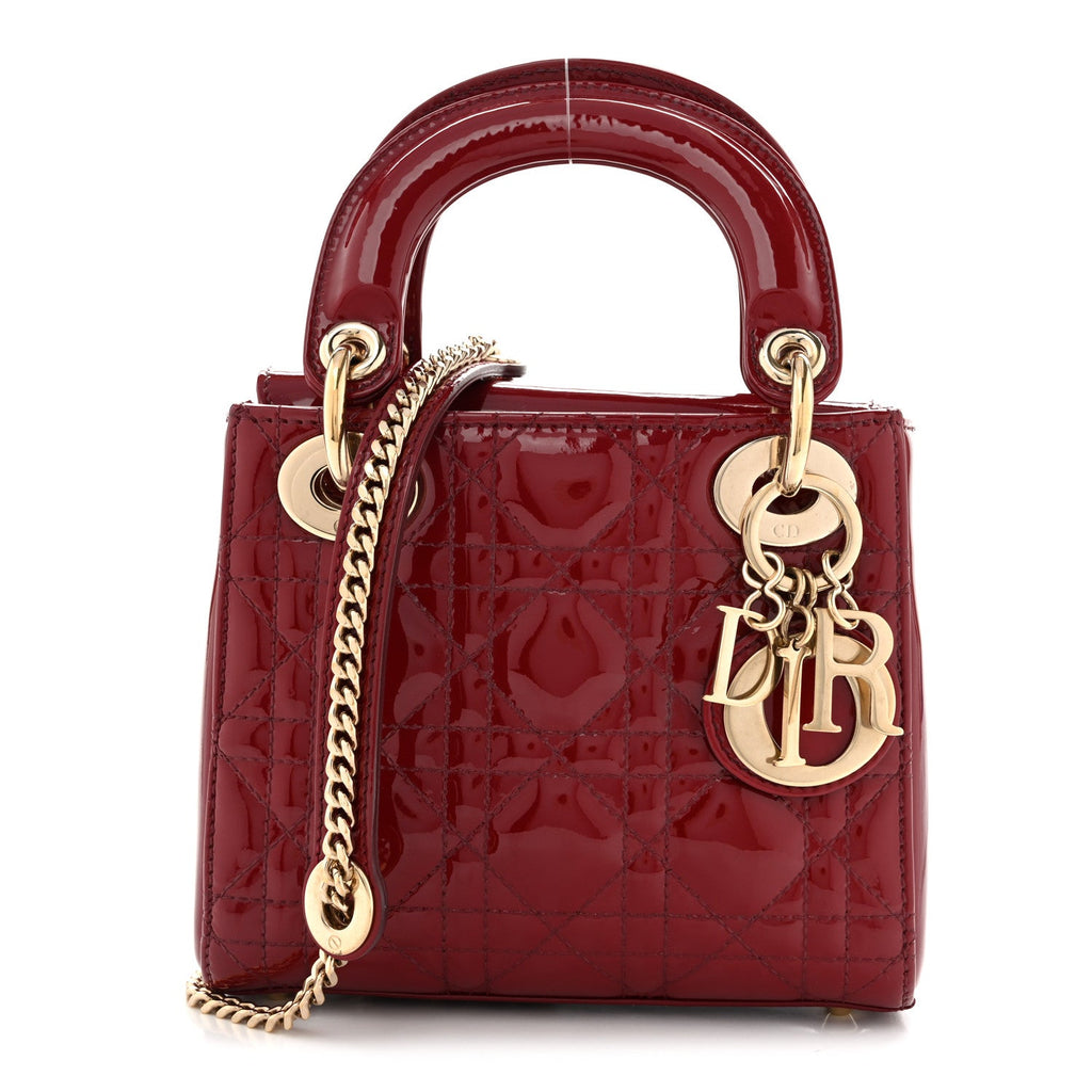 Patent Cannage Mini Lady Dior Red