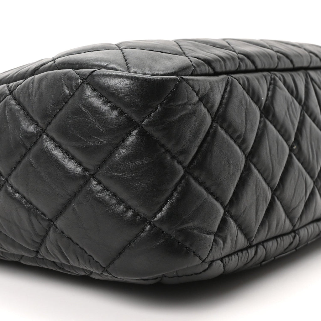 Aged Calfskin Quilted Large Reissue Camera Case Black Black