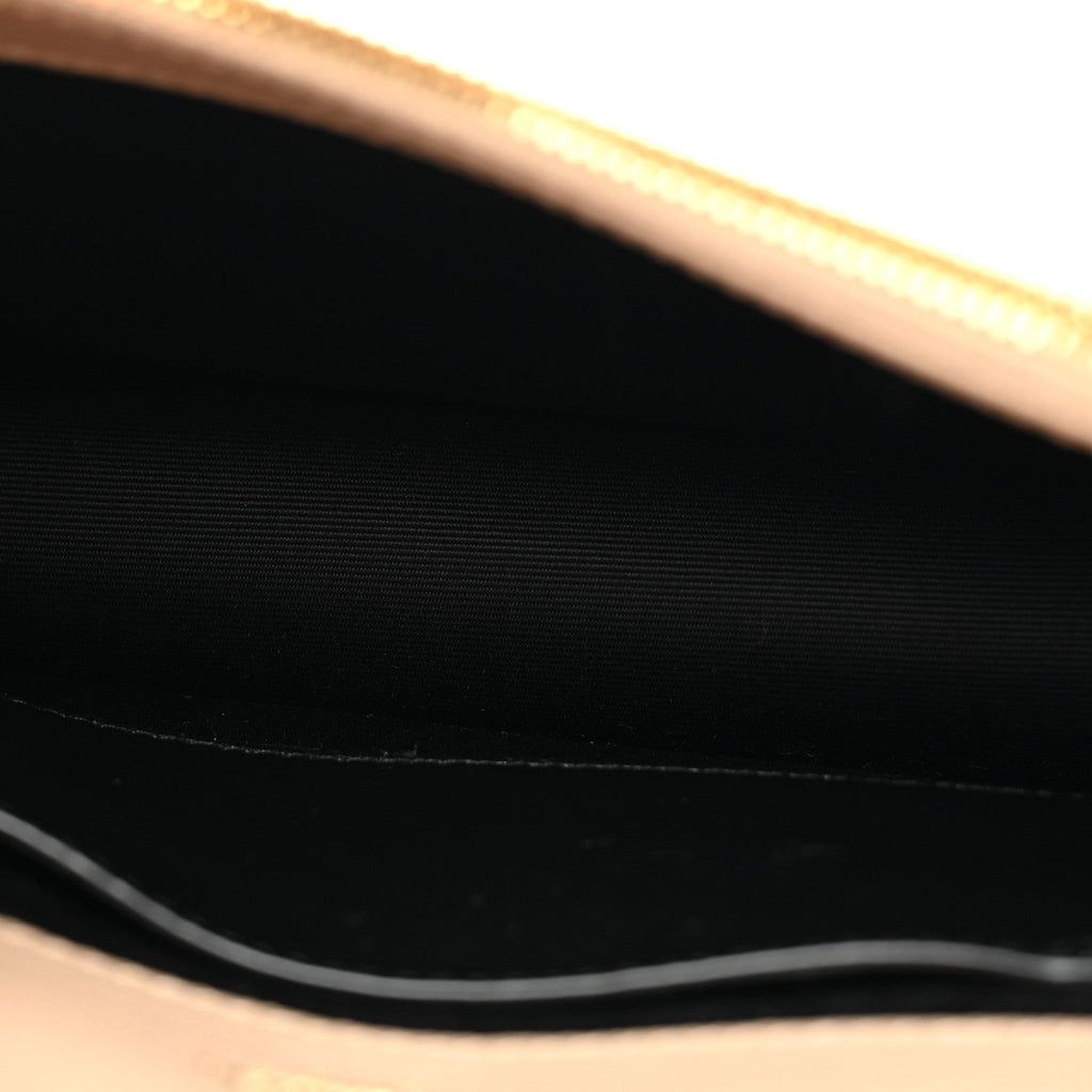 Grain De Poudre Matelasse Chevron Monogram Envelope Chain Wallet Dark Beige