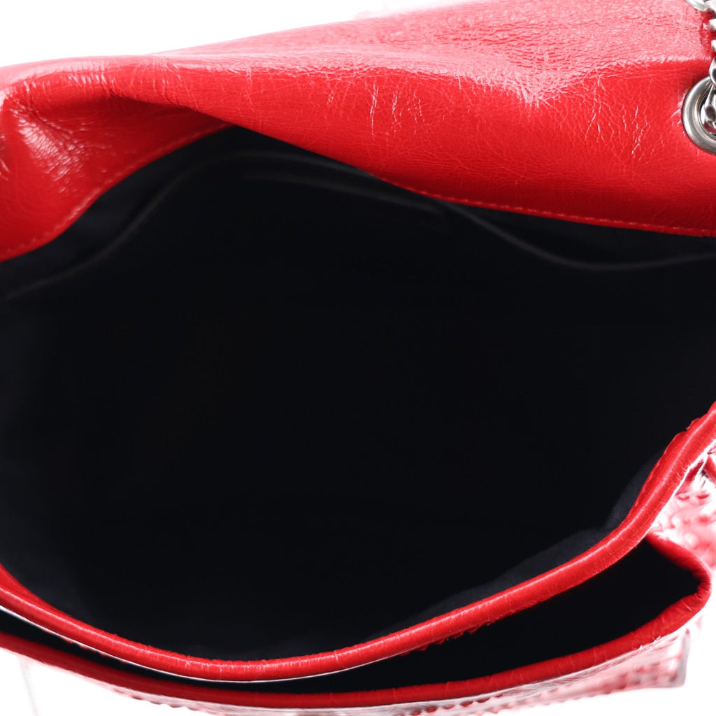 Crinkled Calfskin Matelasse Monogram Baby Niki Chain Satchel Rouge Eros