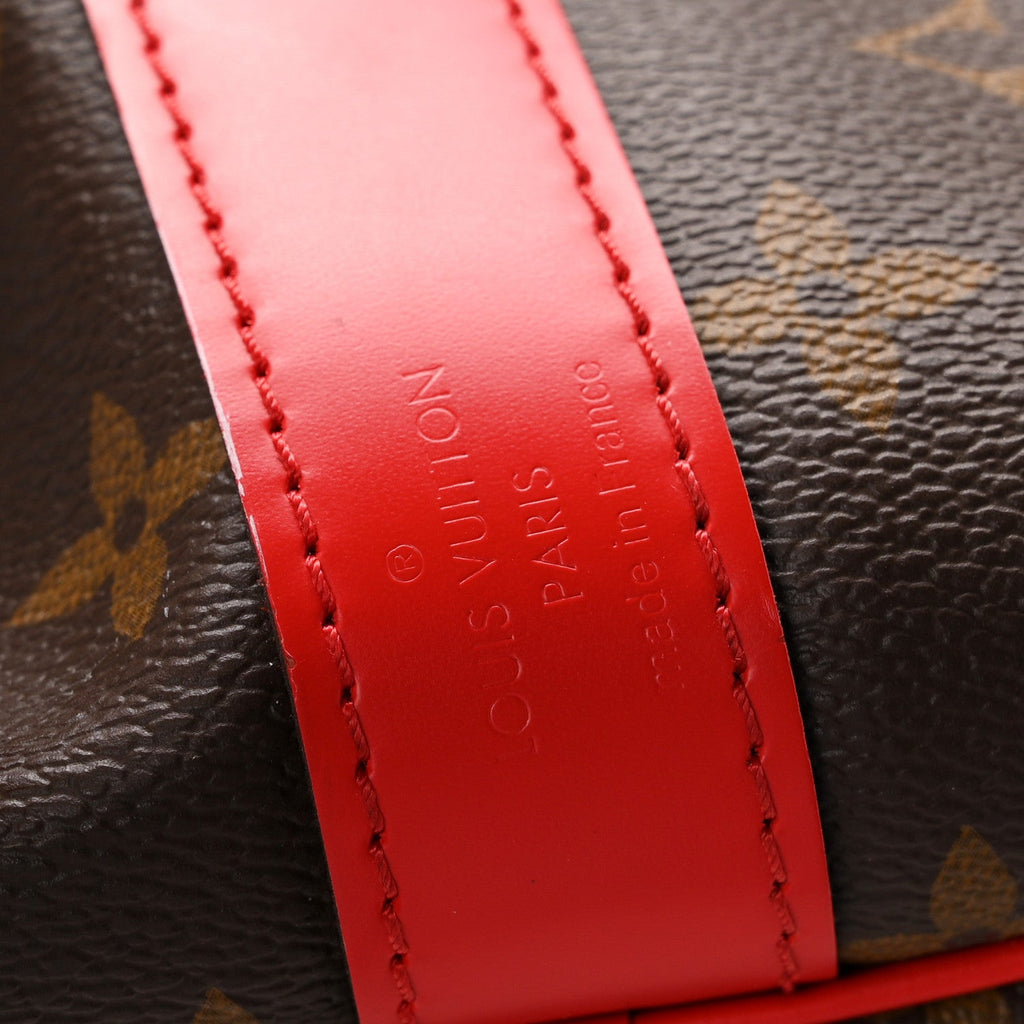 Calfskin Monogram Keepall Bandouliere 50 Coquelicot