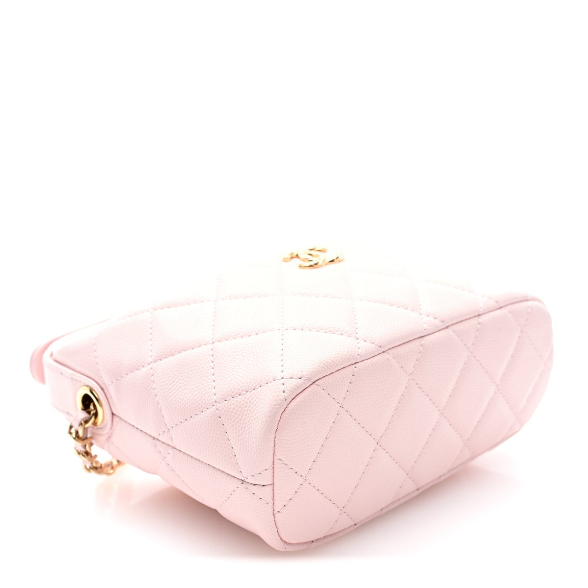Shiny Caviar Hobo Clutch With Chain Light Pink