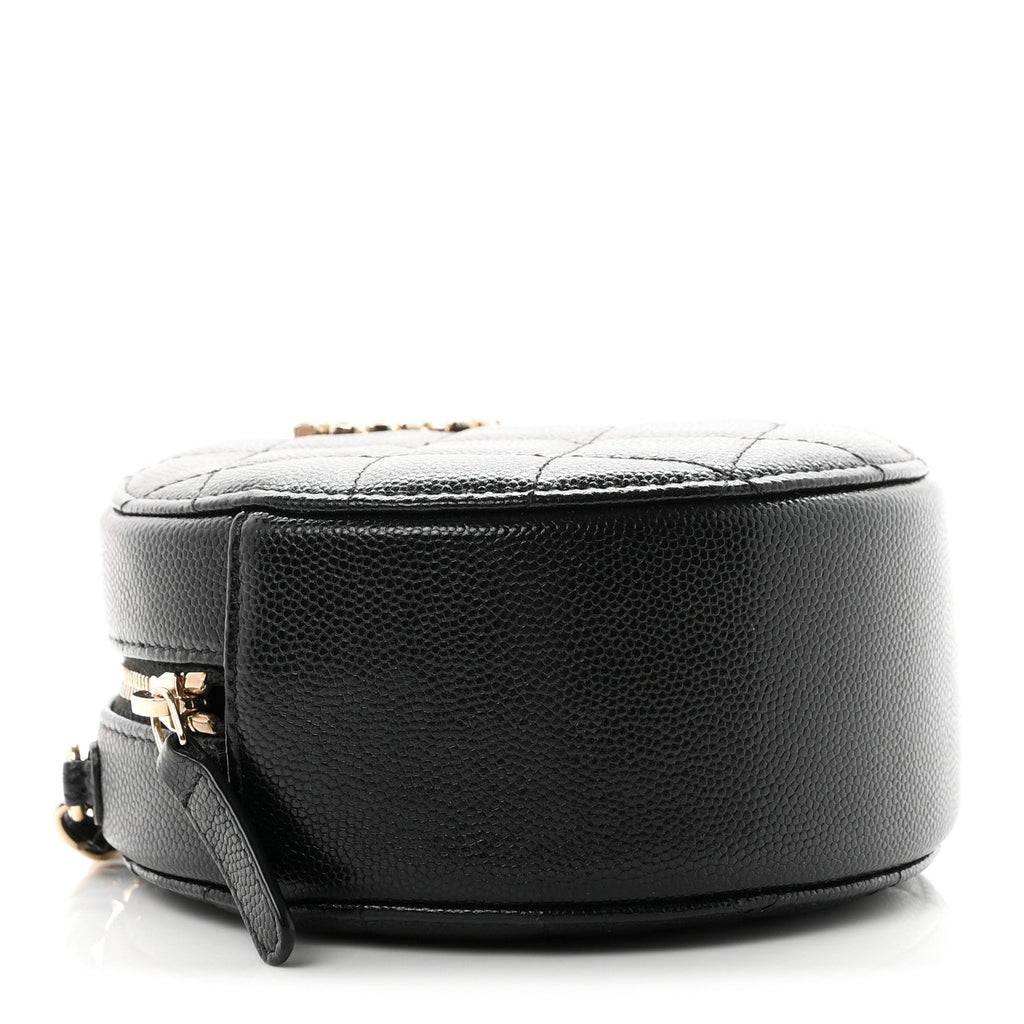 Caviar Quilted Gripoix CC Round Clutch With Chain Black