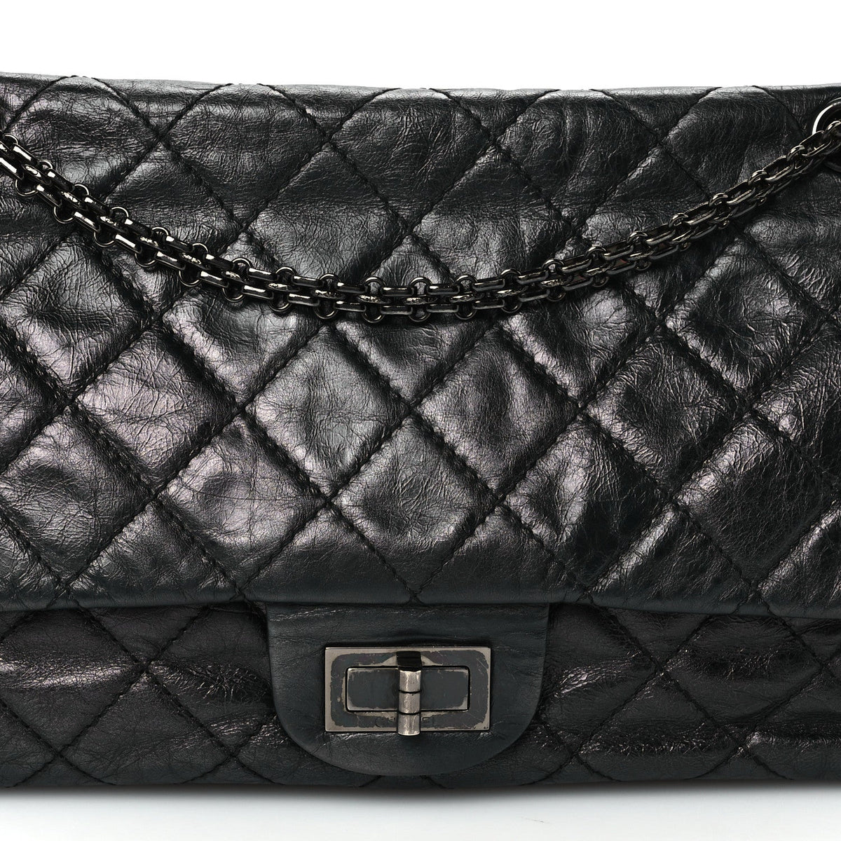 Metallic Aged Calfskin Quilted 2.55 Reissue 226 Flap So Black