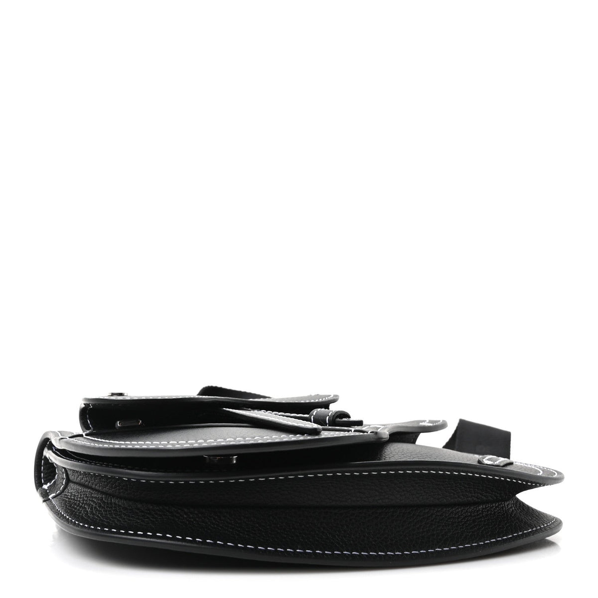 X KAWS Grained Calfskin Saddle Pouch Black