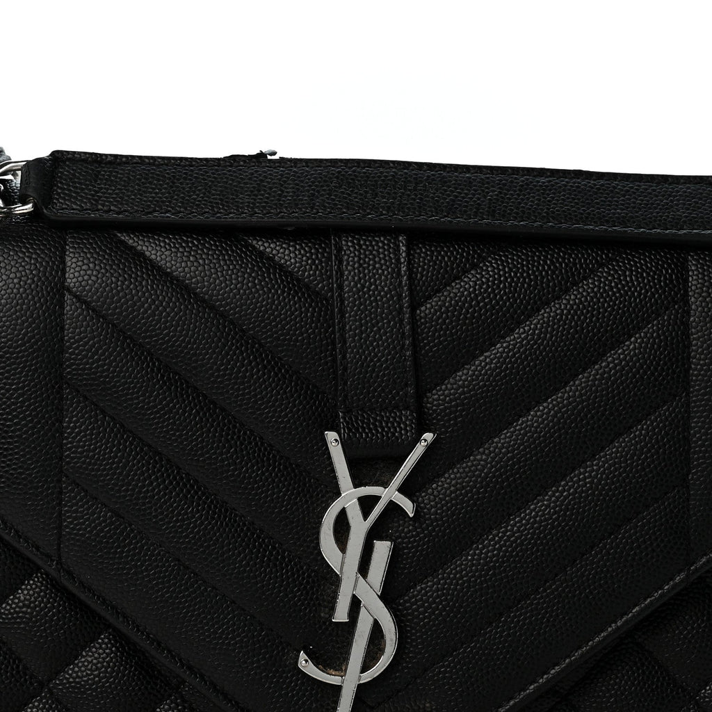 Grain De Poudre Textured Mixed Matelasse Triquilt Medium Monogram Satchel Black