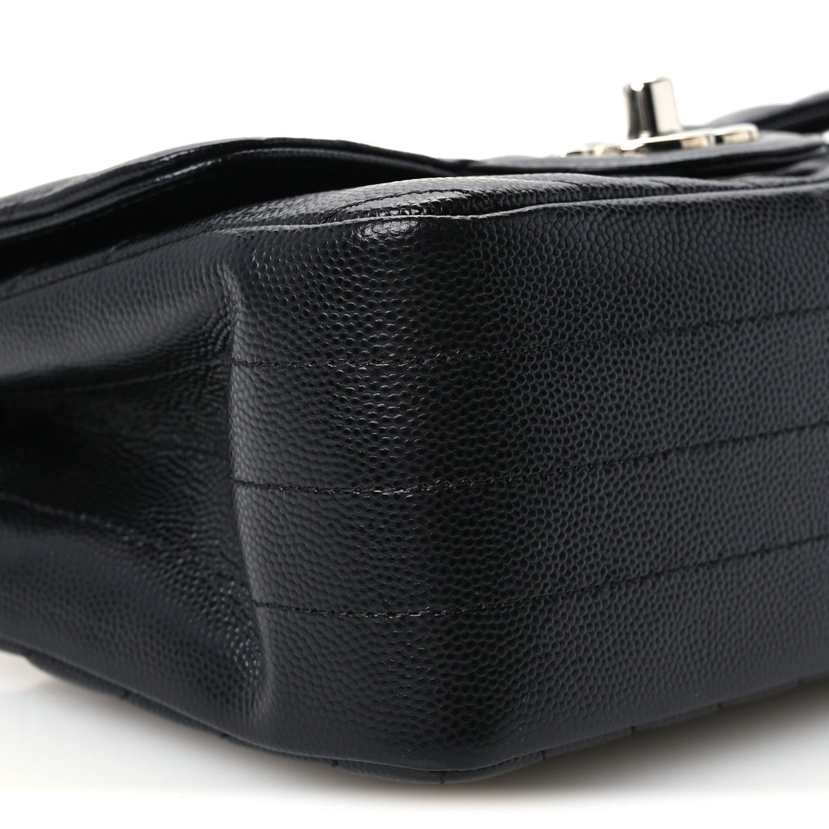 Caviar Chevron Quilted Mini Square Flap Black