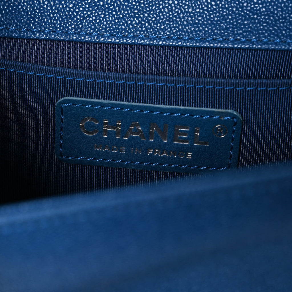 Caviar Quilted Small Boy Flap Blue