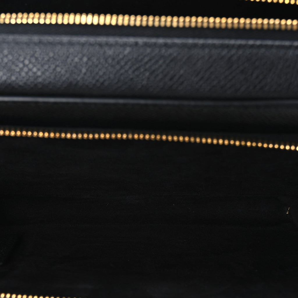 Grained Calfskin Caro Double Pouch Black