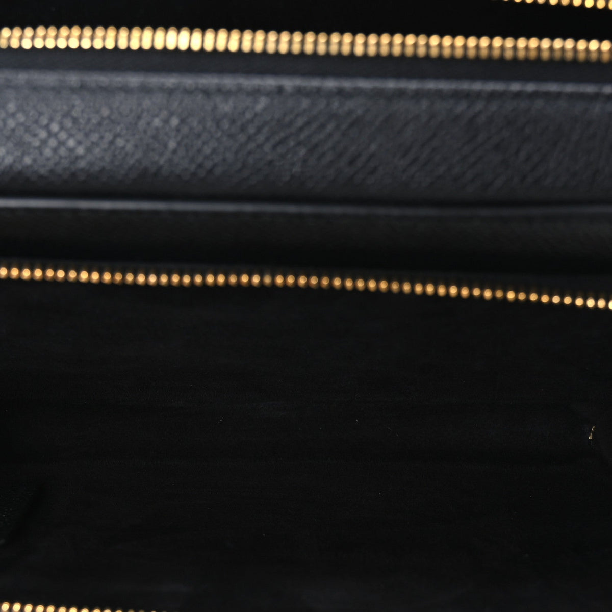 Grained Calfskin Caro Double Pouch Black