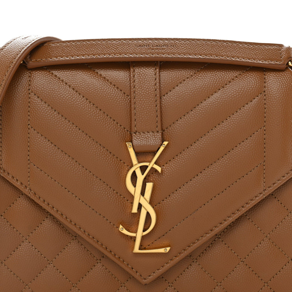 Grain De Poudre Textured Mixed Matelasse Medium Triquilt Monogram Satchel Dark Cork