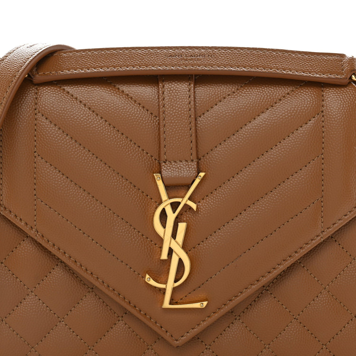 Grain De Poudre Textured Mixed Matelasse Medium Triquilt Monogram Satchel Dark Cork