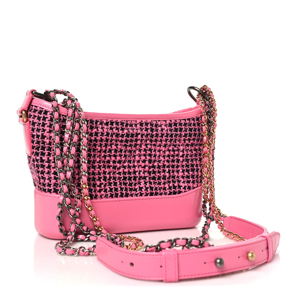 Tweed Calfskin Small Gabrielle Hobo Pink