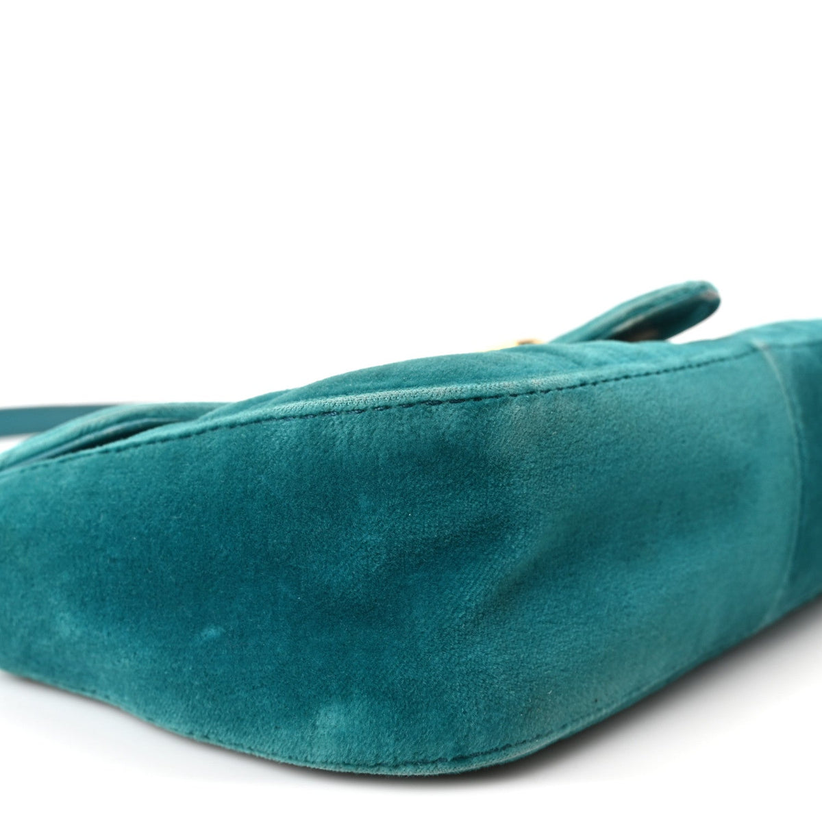 Velvet Matelasse Mini GG Marmont Shoulder Bag Pavone Cyan