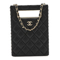Caviar Quilted Evening Box Bag Black